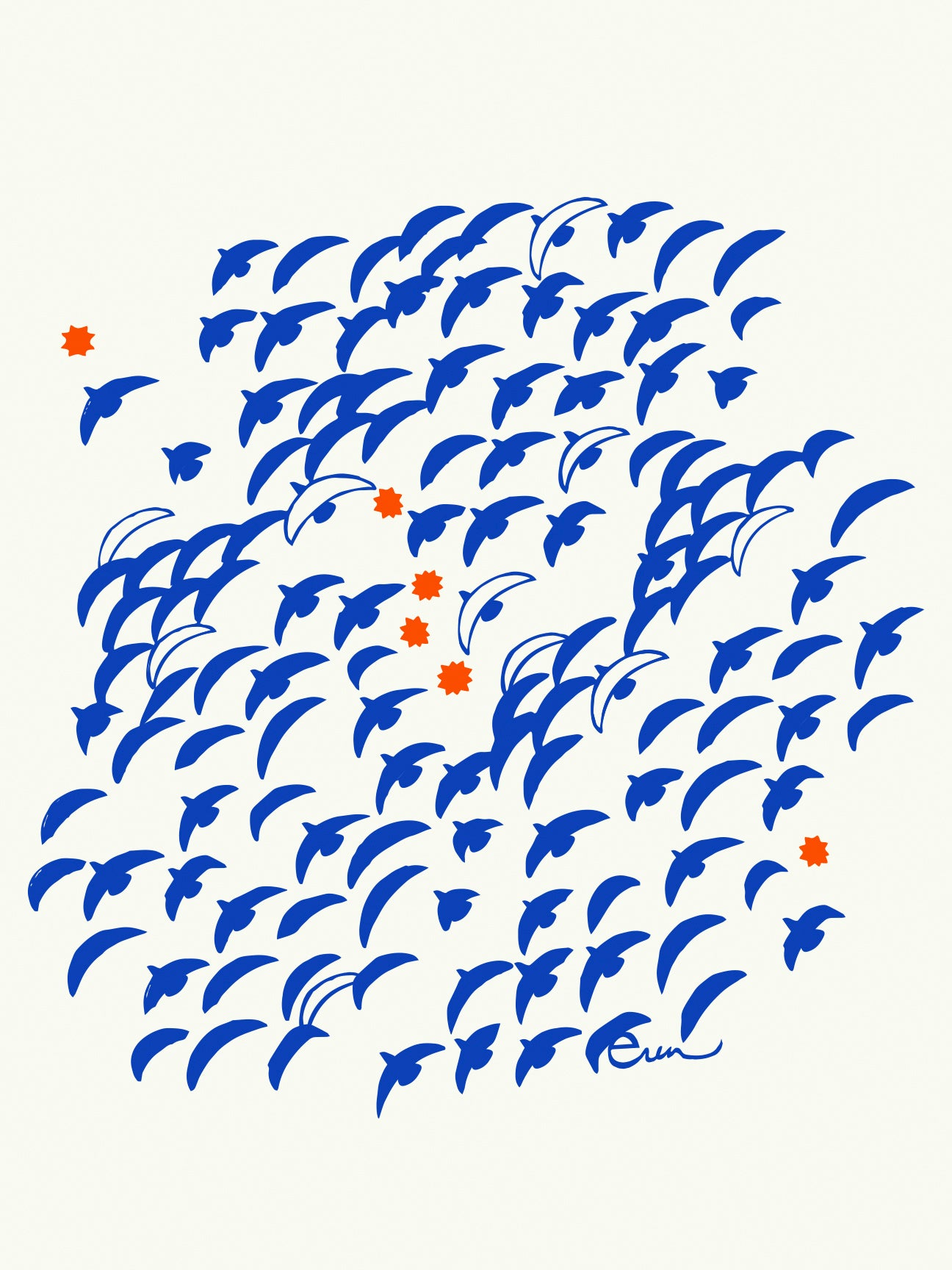 ROYAL BLUE FLIGHT GICLEE PAPER ART PRINT