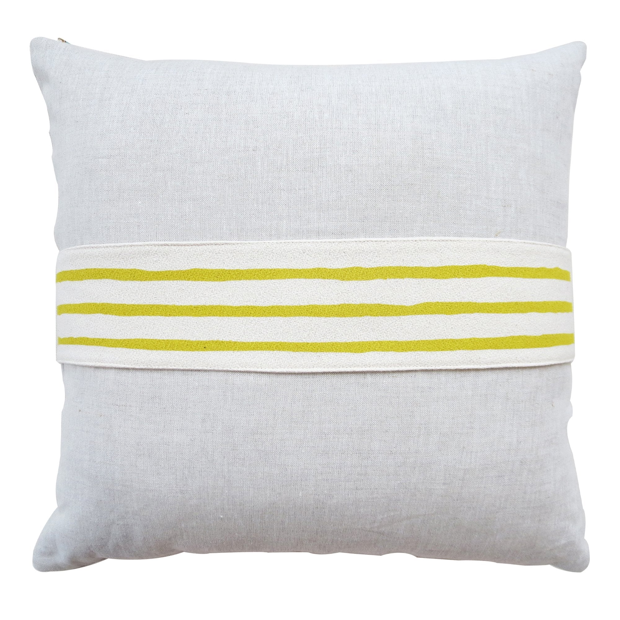 GOLDEN ROD 3 LINE BAND LINEN PILLOW