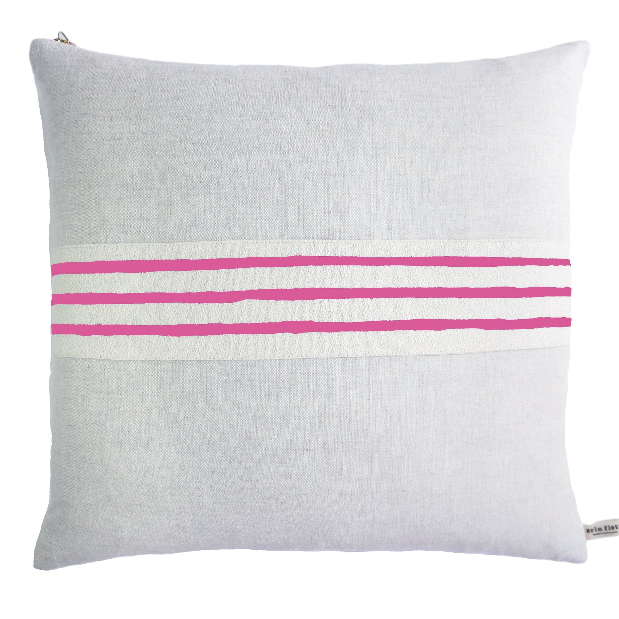 HOT PINK 3 LINE BAND LINEN PILLOW