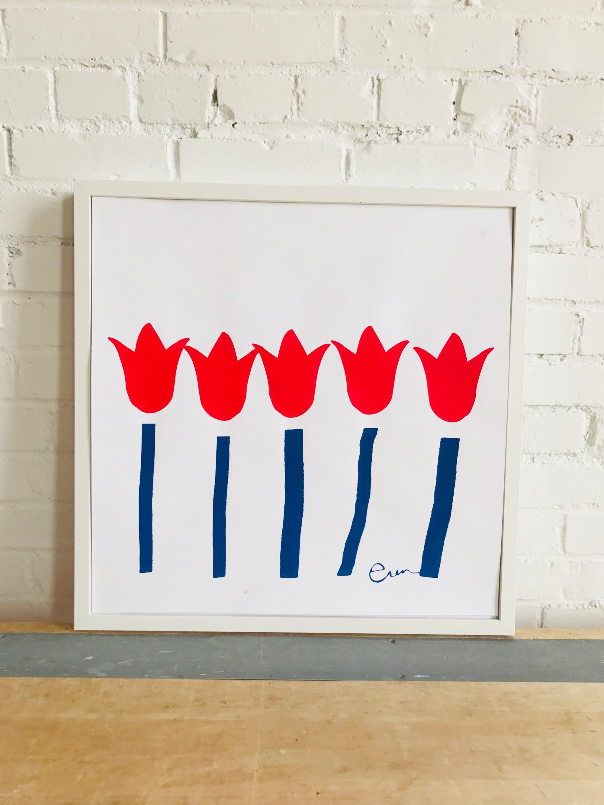 RED + NAVY TULIP PAPER PRINT