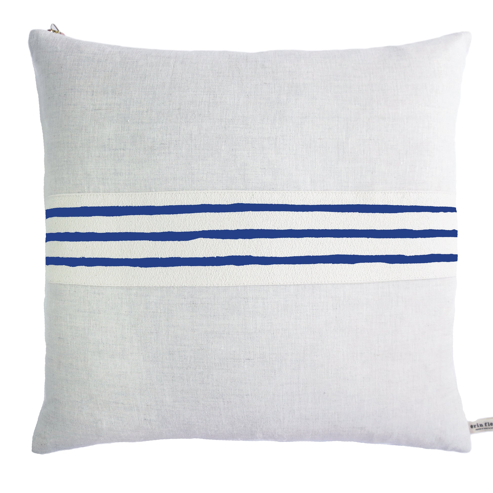 NAVY 3 LINE BAND LINEN PILLOW – erin flett