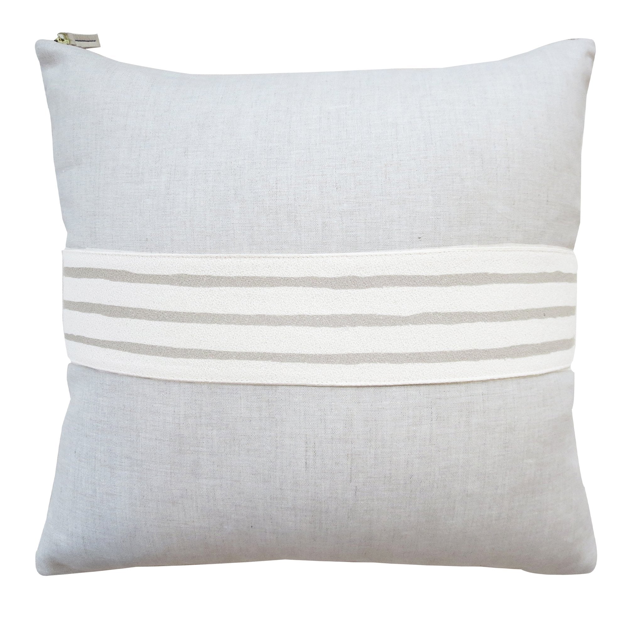 OATMEAL 3 LINE BAND LINEN PILLOW