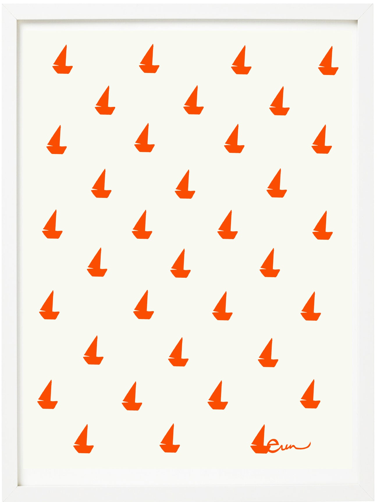 CREW RED SAILBOATS GICLEE PAPER ART PRINT