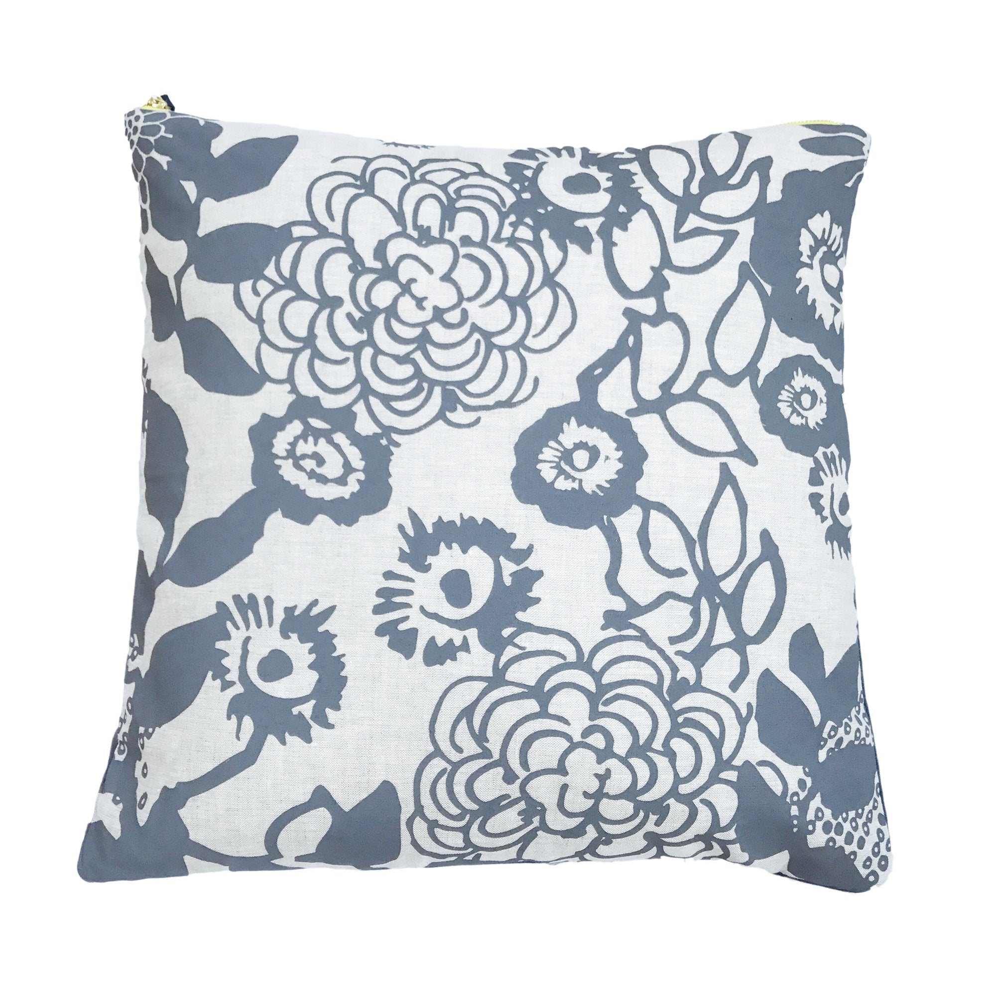CHARCOAL FLORAL GARDEN LINEN PILLOW