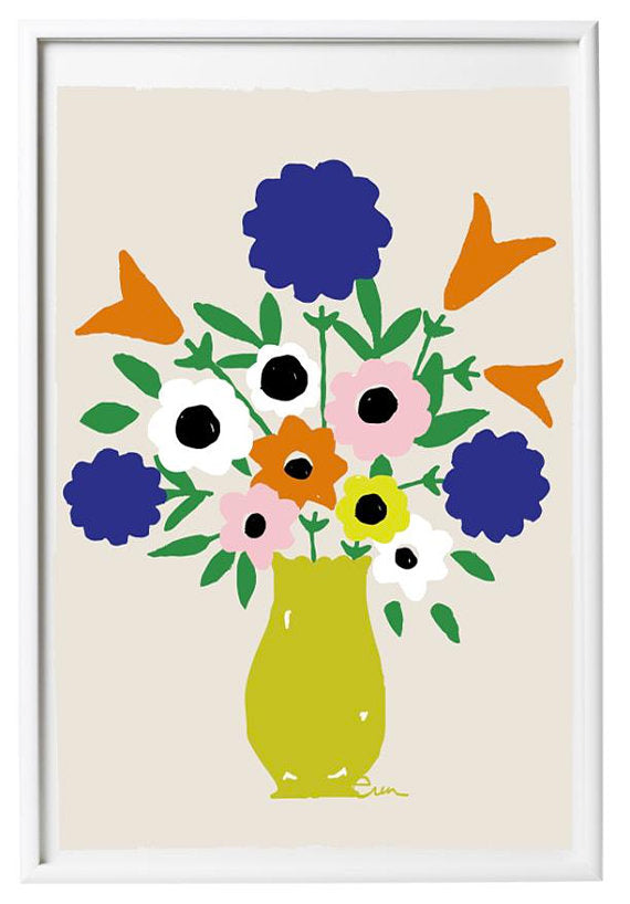 YELLOW VASE SPRING FLOWERS GICLEE ART PRINT