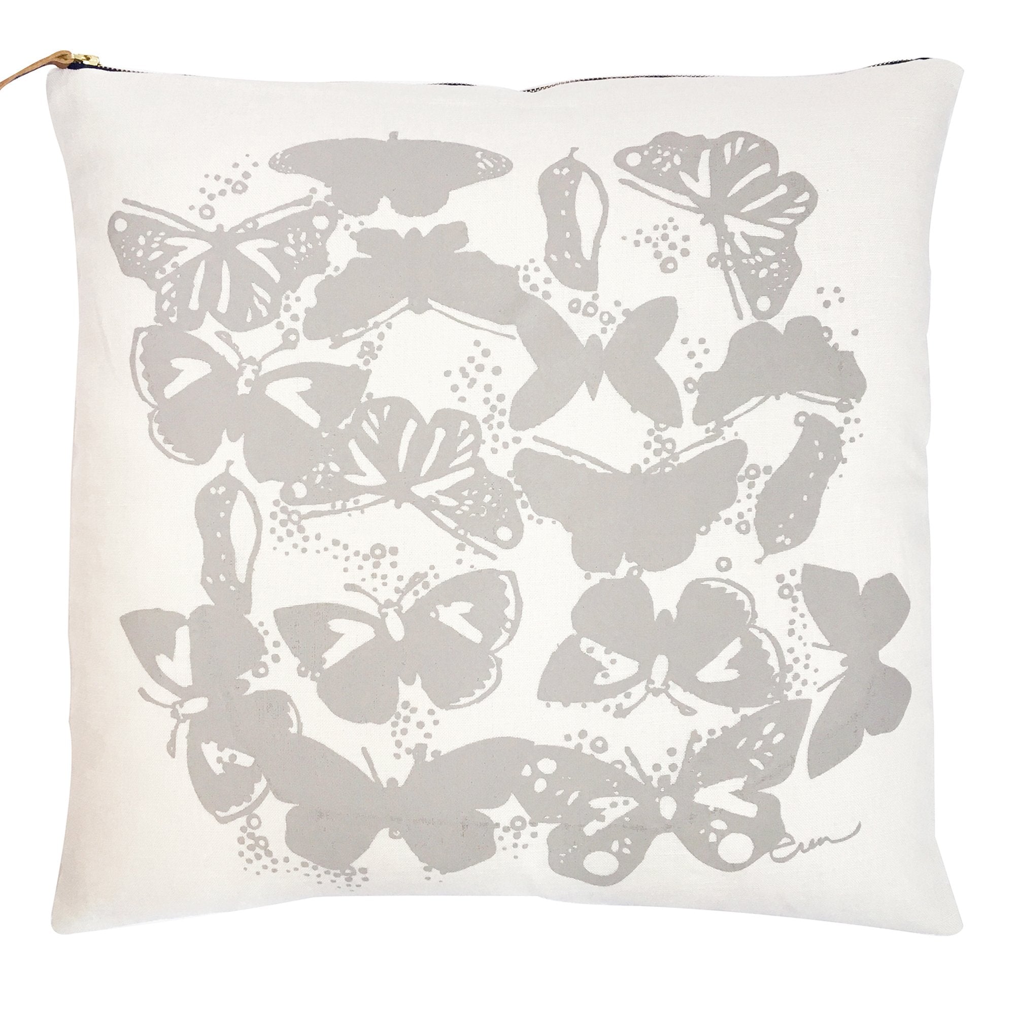 OATMEAL BUTTERFLIES LINEN PILLOW