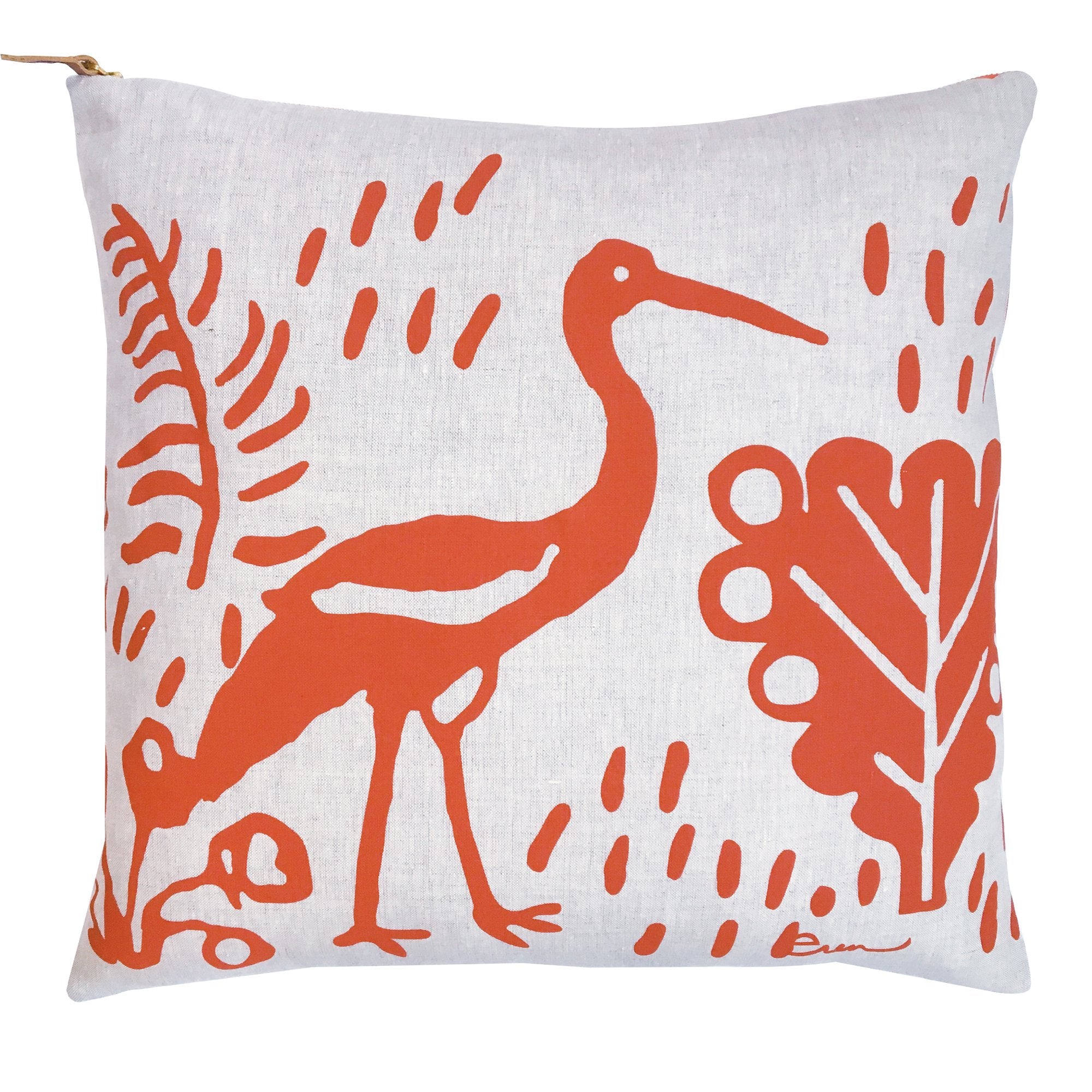 TOMATO CRANE LINEN PILLOW