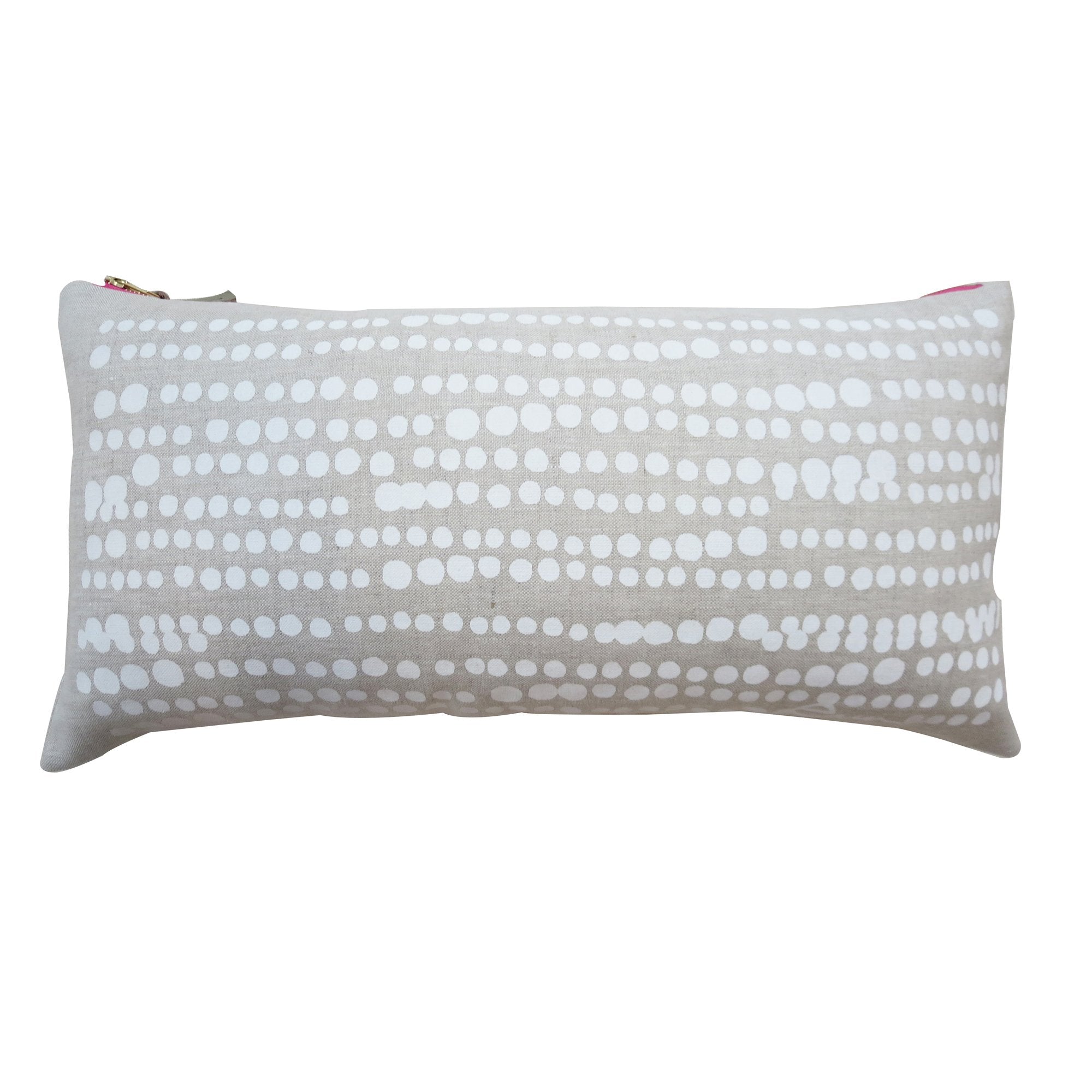 WHITE HILARY LINEN PILLOW ON OATMEAL