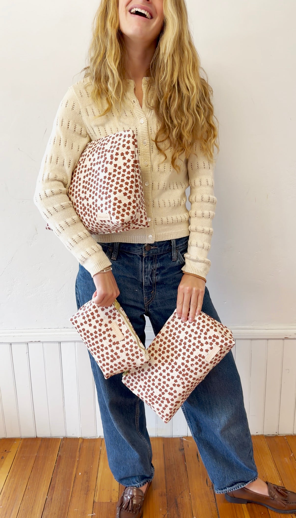 COATED CANVAS TRAVEL SET - CHERRY BLOSSOM DESIGN
