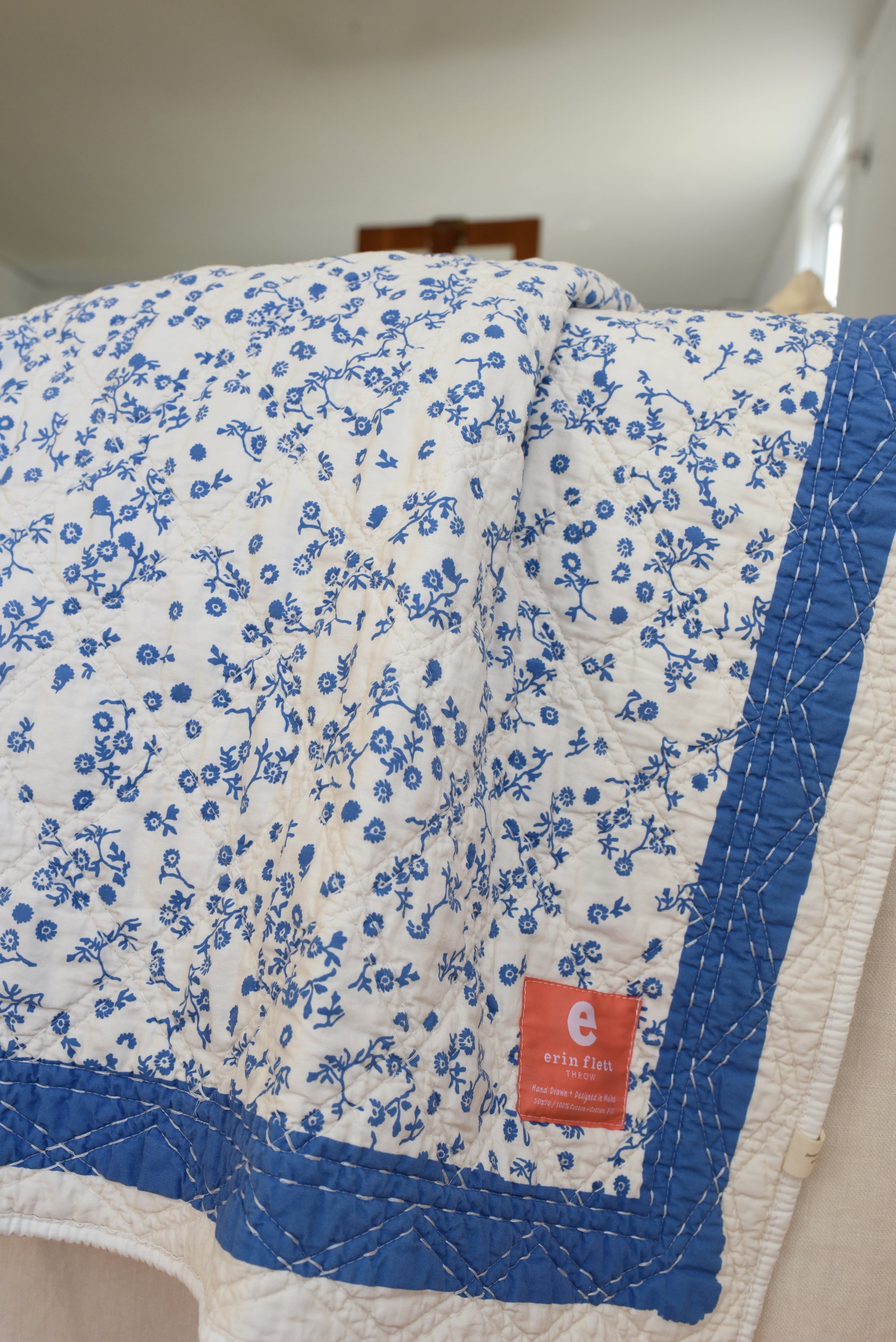 Vintage Tile Quilt Throw in Worn Red By Erin Flett 1