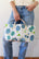 Beautiful Large Vintage Floral Satchel Tote Bag - No zip + Coordinating Plaid Print inside