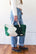 Large Vintage KNIT Green Chevron VERTICAL Stipe + Erin Flett Print Inside
