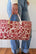 Large Vintage Heavy Linen Wine Floral + Erin Flett Print Inside