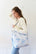Vintage Blue Floral Heavy Canvas Carry All Tote with tiny white polka dots