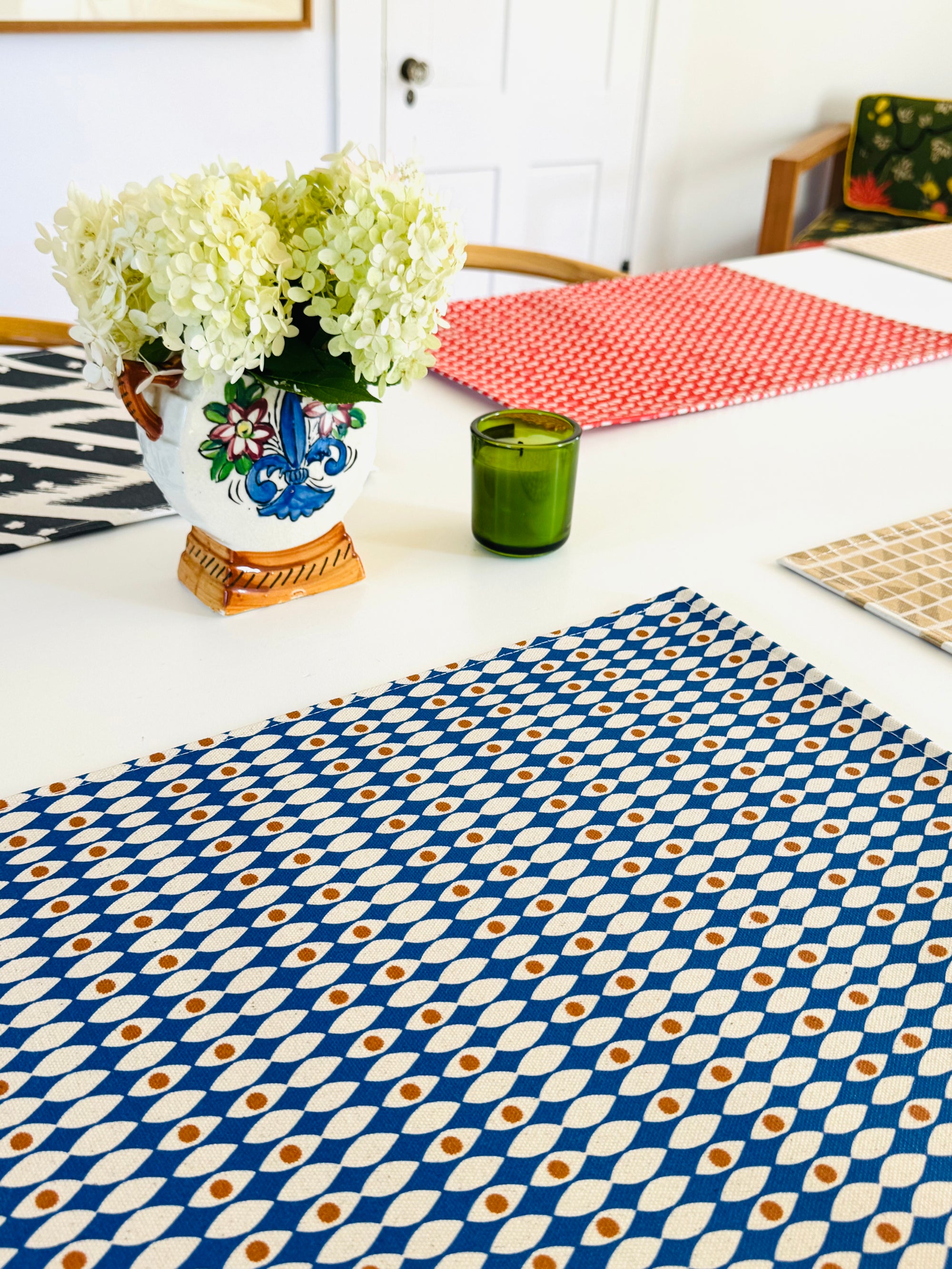 SET OF 4 PLACEMATS -  ROYAL BLUE THIRD EYE