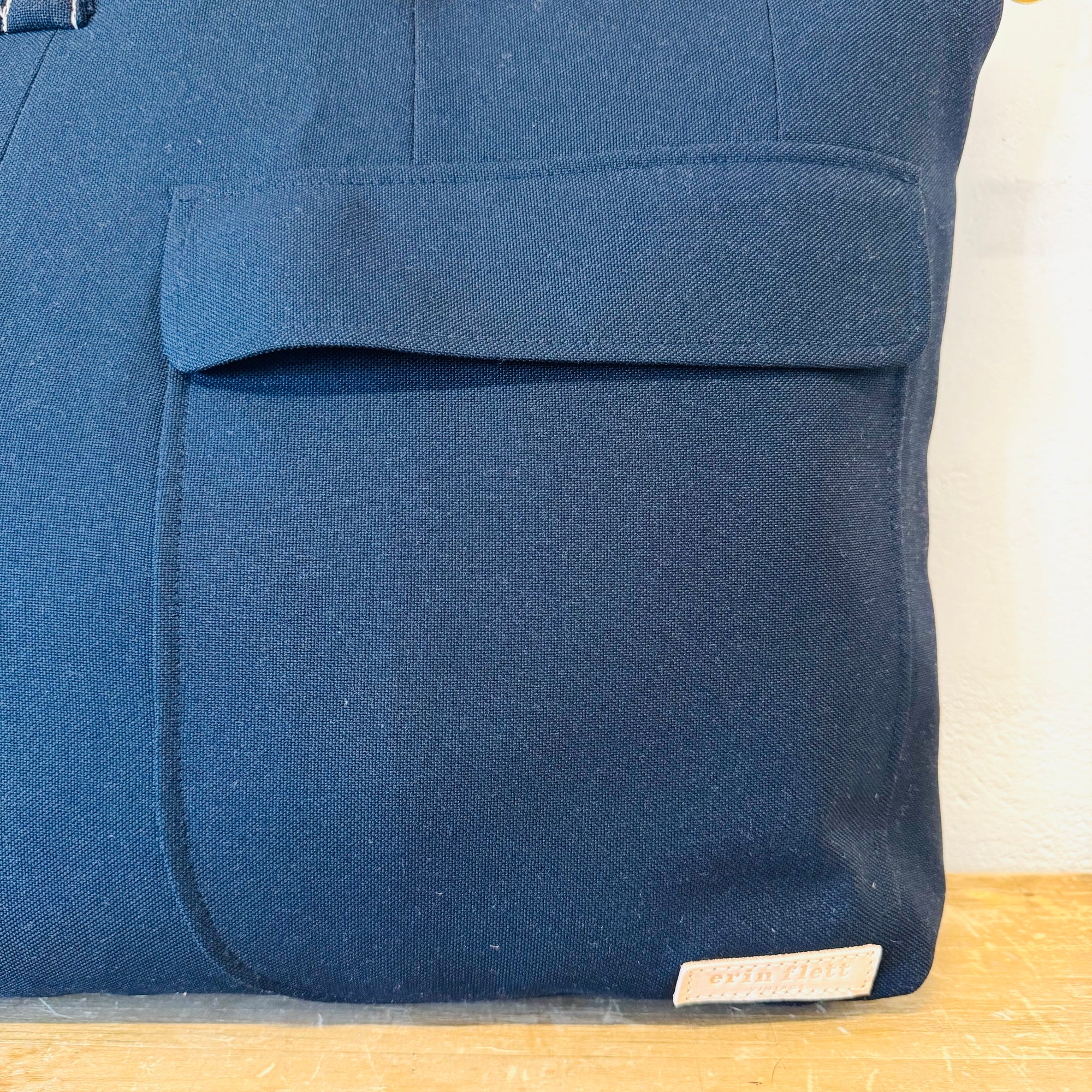 Vintage Folder Bag - Large Navy Suit with front pocket