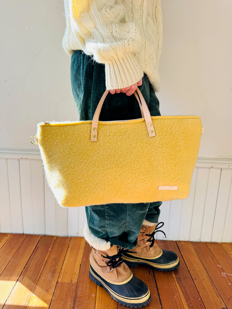 Vintage Satchel Bag - Large Butter Yellow