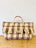 Vintage Satchel Bag - Large BROWN PLAID with Fringe