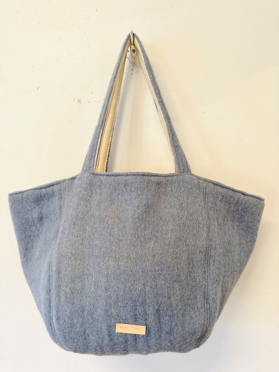 Vintage Boho Tote Slate Blue Wool