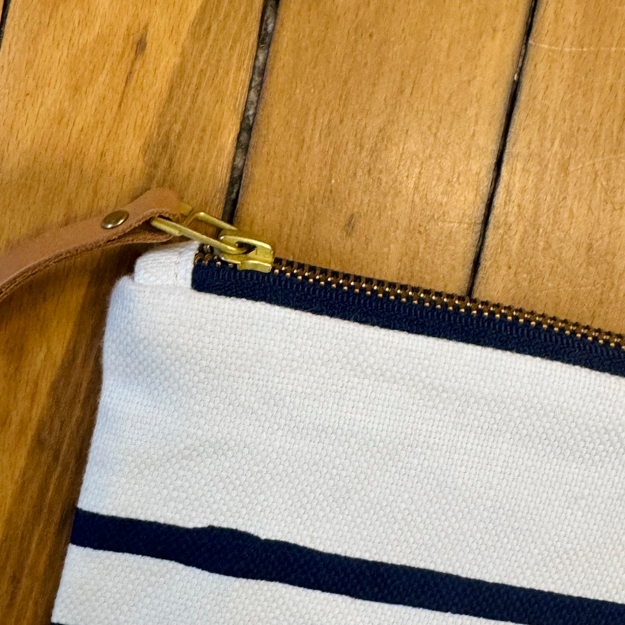 Super Luxe Off White BELGIUM LINEN 6 Line Navy Stripe Lumbar Cover