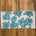 Natural Linen lumbar Vintage Floral in Turquoise + worn black dots
