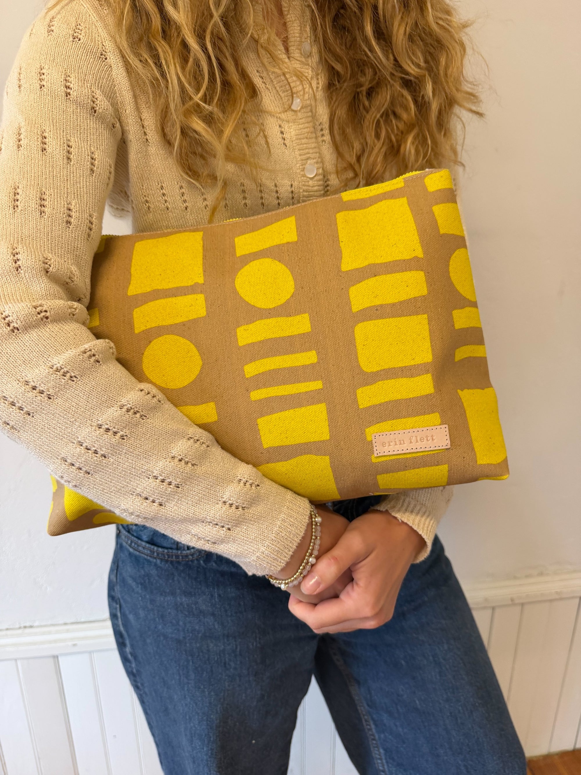 COATED CANVAS TRAVEL SET - CIRCLE SQUARE YELLOW