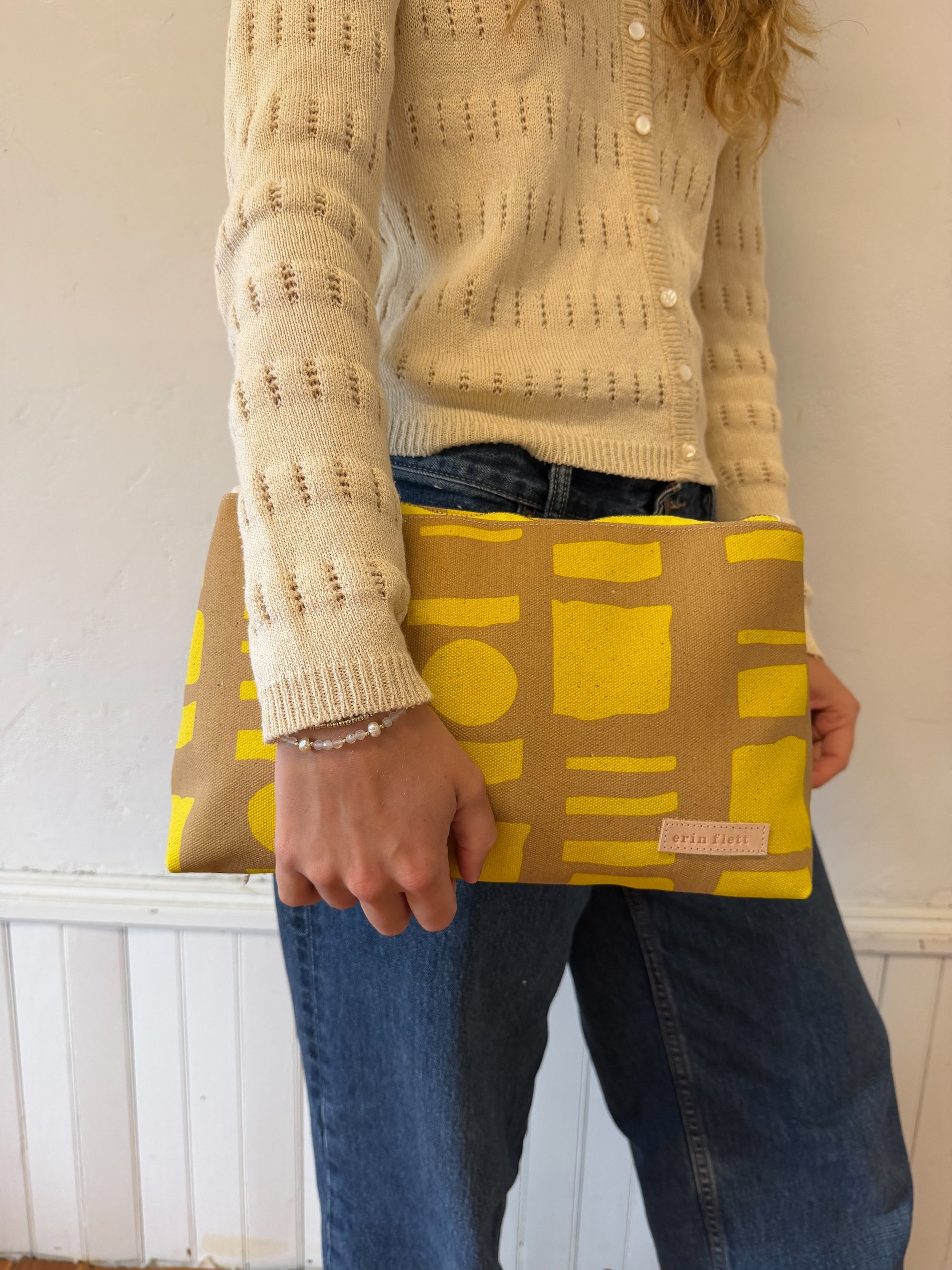 COATED CANVAS TRAVEL SET - CIRCLE SQUARE YELLOW