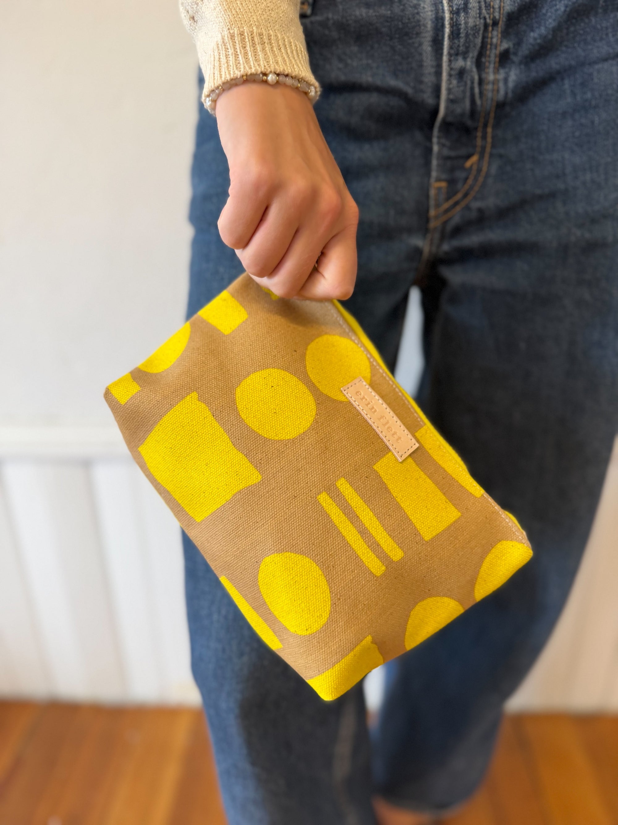 COATED CANVAS TRAVEL SET - CIRCLE SQUARE YELLOW