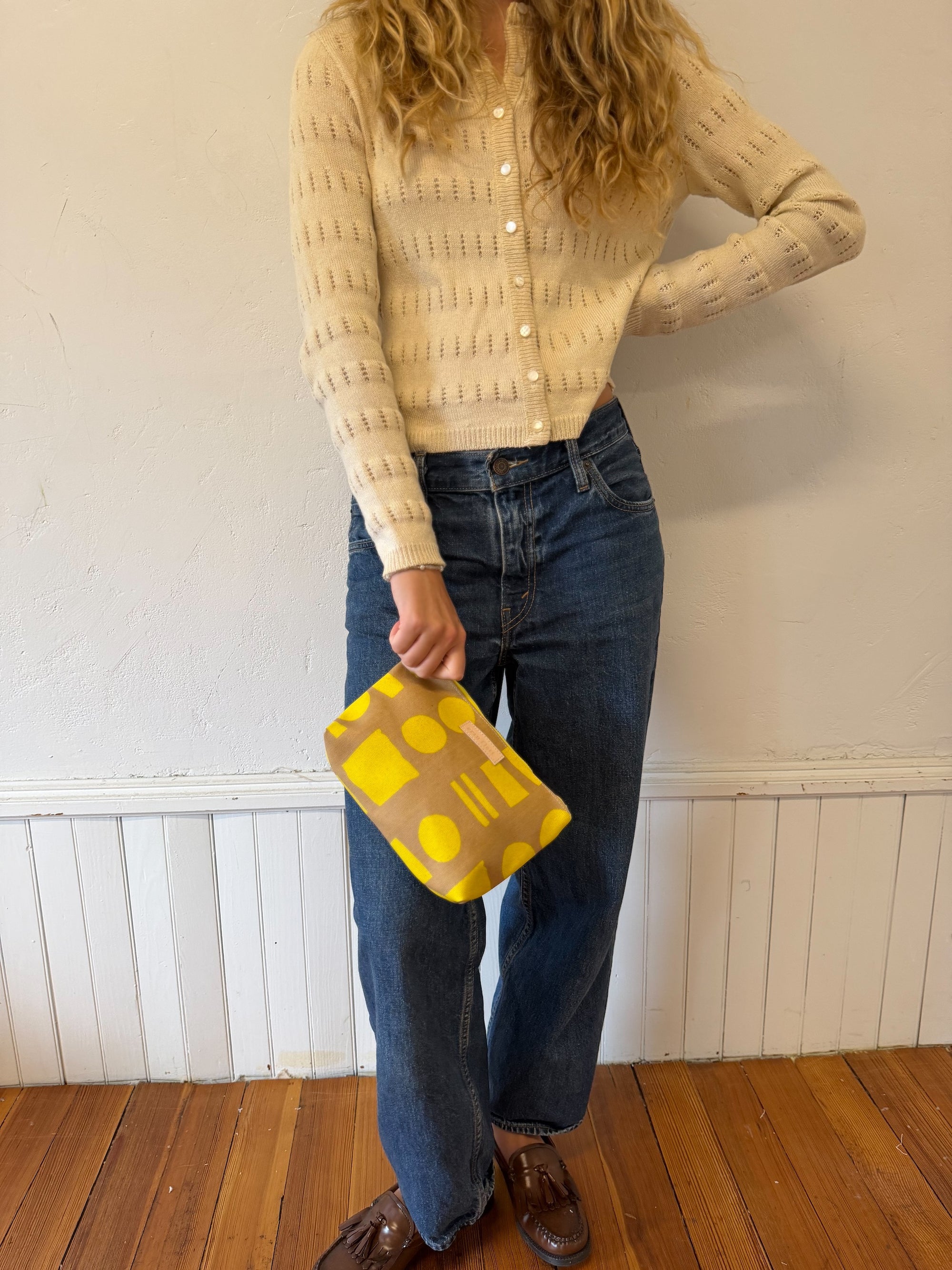 COATED CANVAS TRAVEL SET - CIRCLE SQUARE YELLOW
