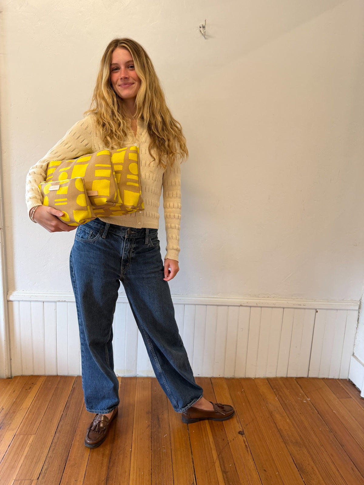 COATED CANVAS TRAVEL SET - CIRCLE SQUARE YELLOW