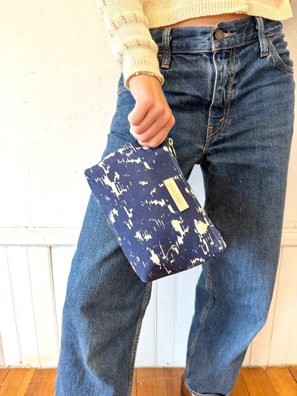 COATED CANVAS MINI ZIP SMALL ONLY - NAVY CHARCOAL DESIGN
