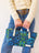 Vintage Satchel - Small Leather Handle 1960-70's Jacobean Style Floral Intense Cobalt/Royal Blue (Copy)