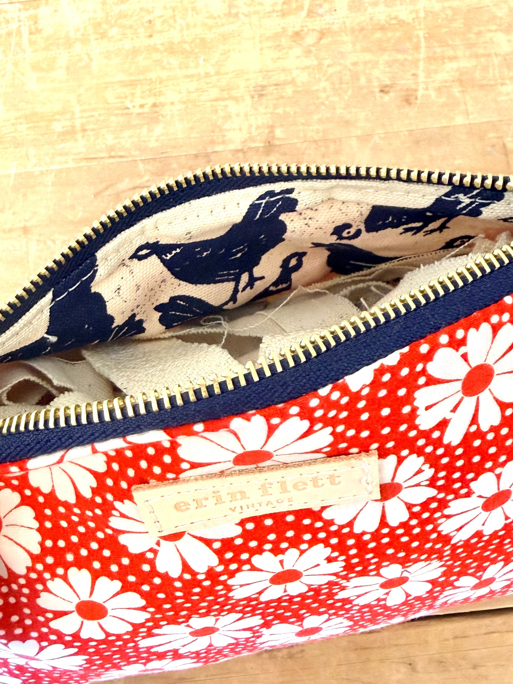 Daisy Red Vintage Laura Pouch + Erin Flett inside