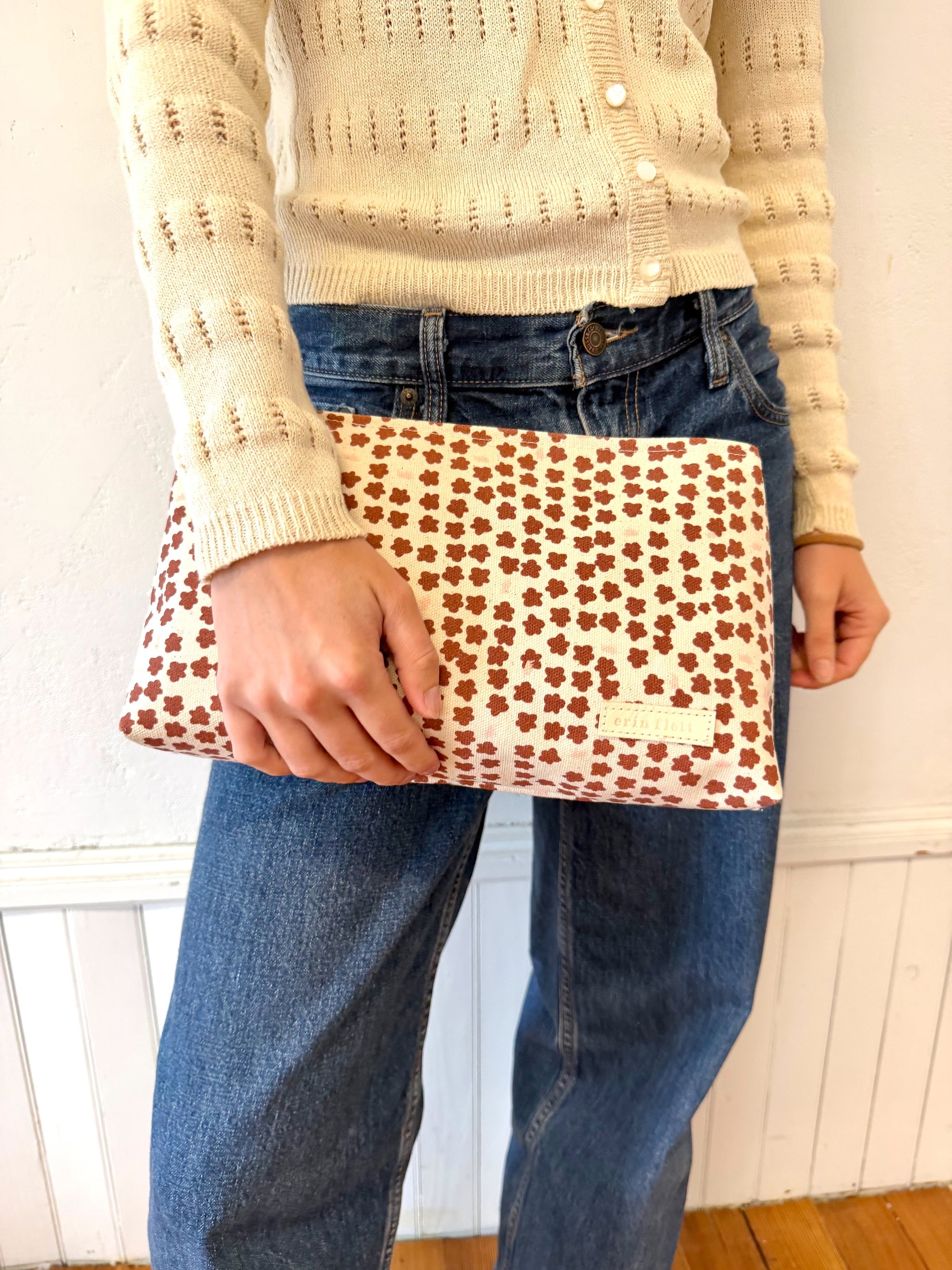 COATED CANVAS ZIP MEDIUM SIZE ONLY - CHERRY BLOSSOM
