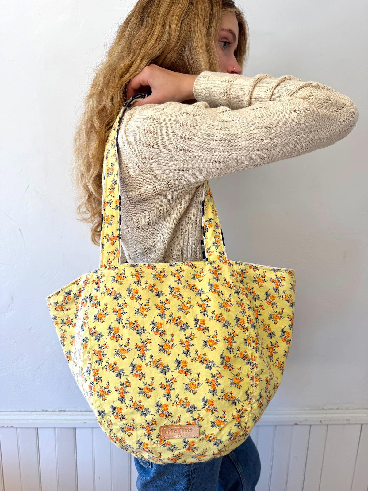 SMALL Vintage Boho - Sweet Orange Floral + Erin Flett Plaid inside
