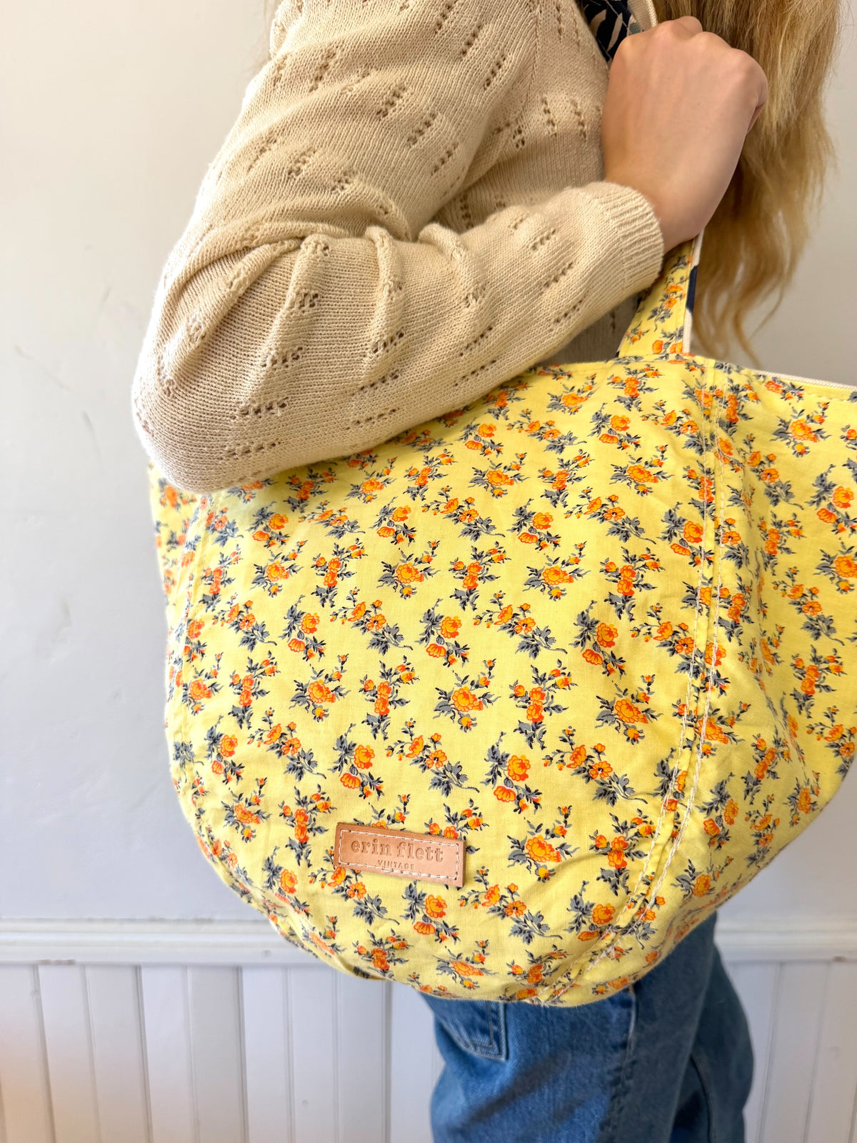 SMALL Vintage Boho - Sweet Orange Floral + Erin Flett Plaid inside
