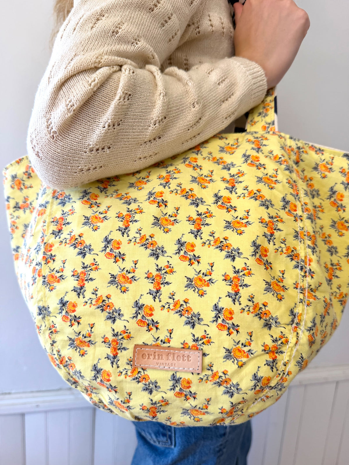 SMALL Vintage Boho - Sweet Orange Floral + Erin Flett Plaid inside