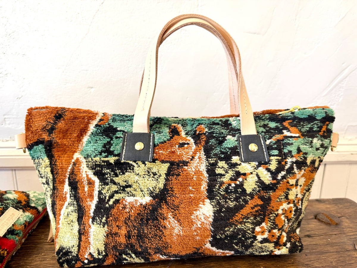 Vintage Deer Stag Mid Century Small Satchel - Wildlife Tapestry