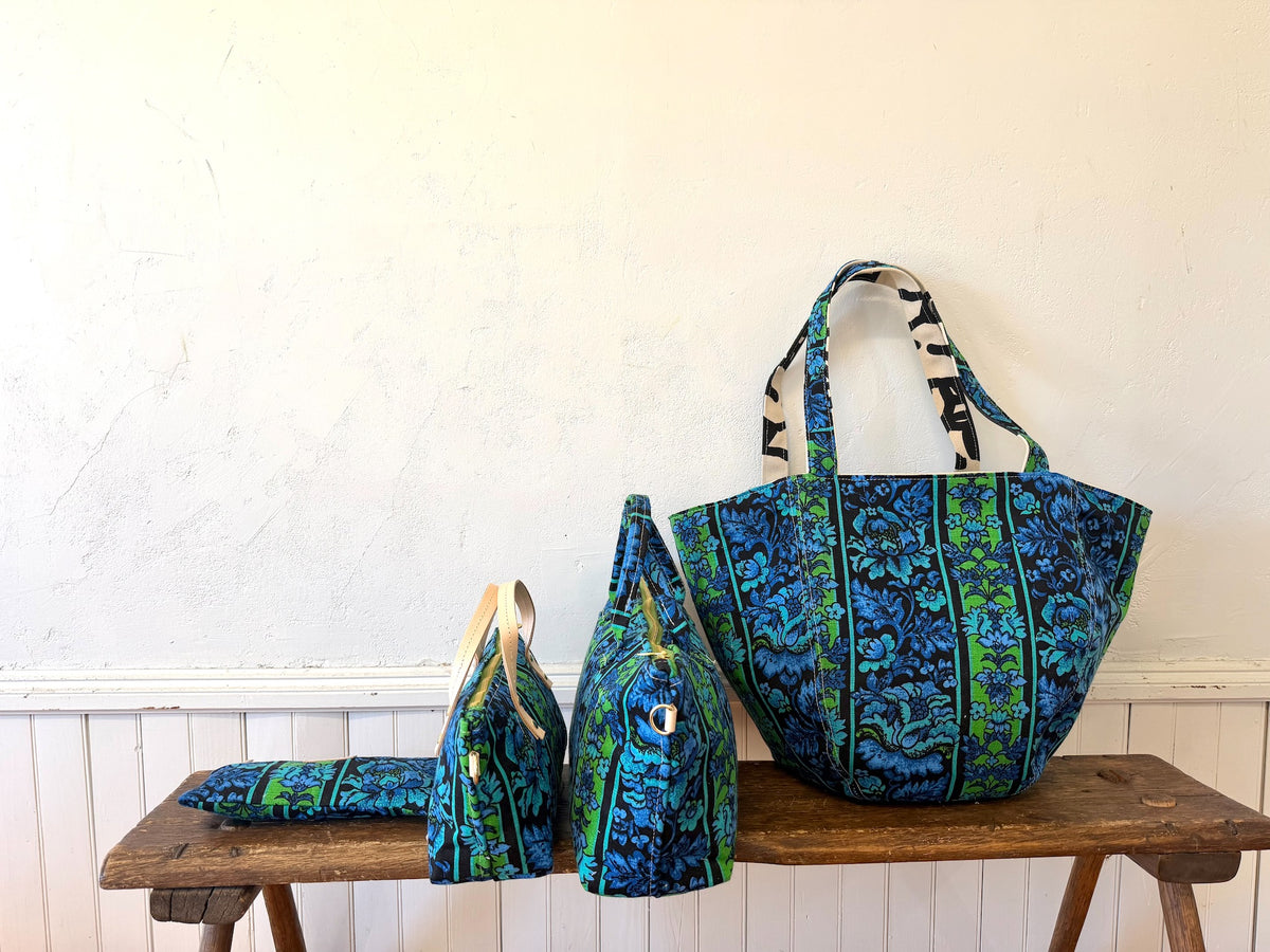 Vintage Boho - 1960-70's Jacobean Style Floral Intense Cobalt/Royal Blue