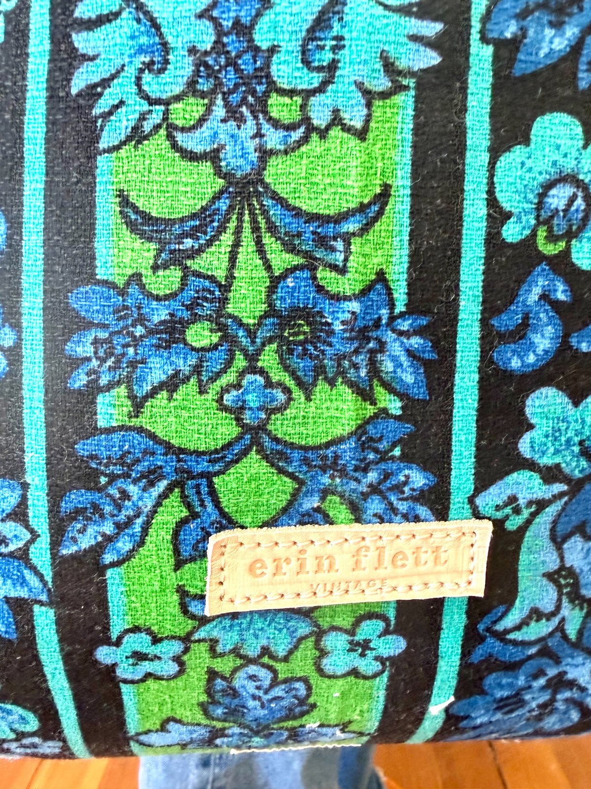 Vintage Boho - 1960-70's Jacobean Style Floral Intense Cobalt/Royal Blue