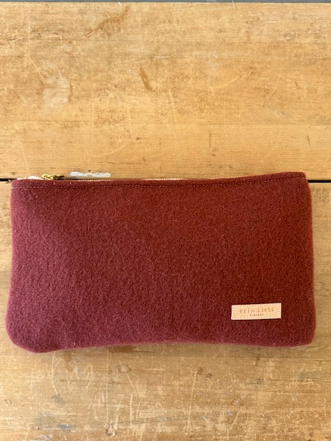 Vintage Burgundy Wool Clutch - Erin print inside