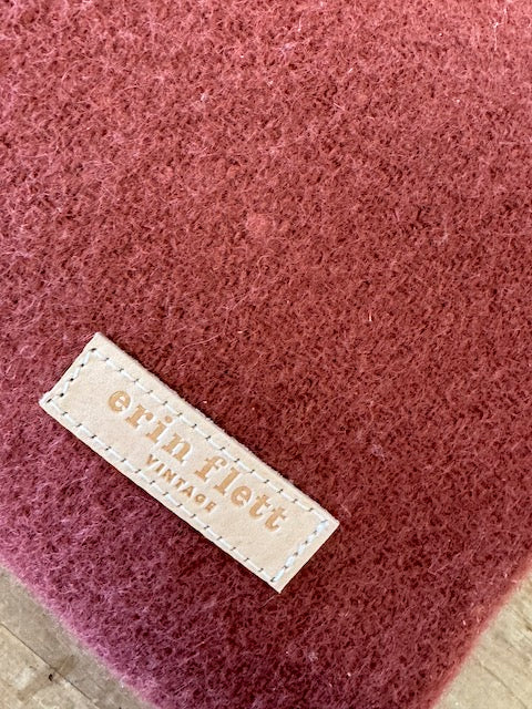 Vintage Burgundy Wool Clutch - Erin print inside
