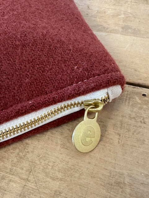 Vintage Burgundy Wool Clutch - Erin print inside