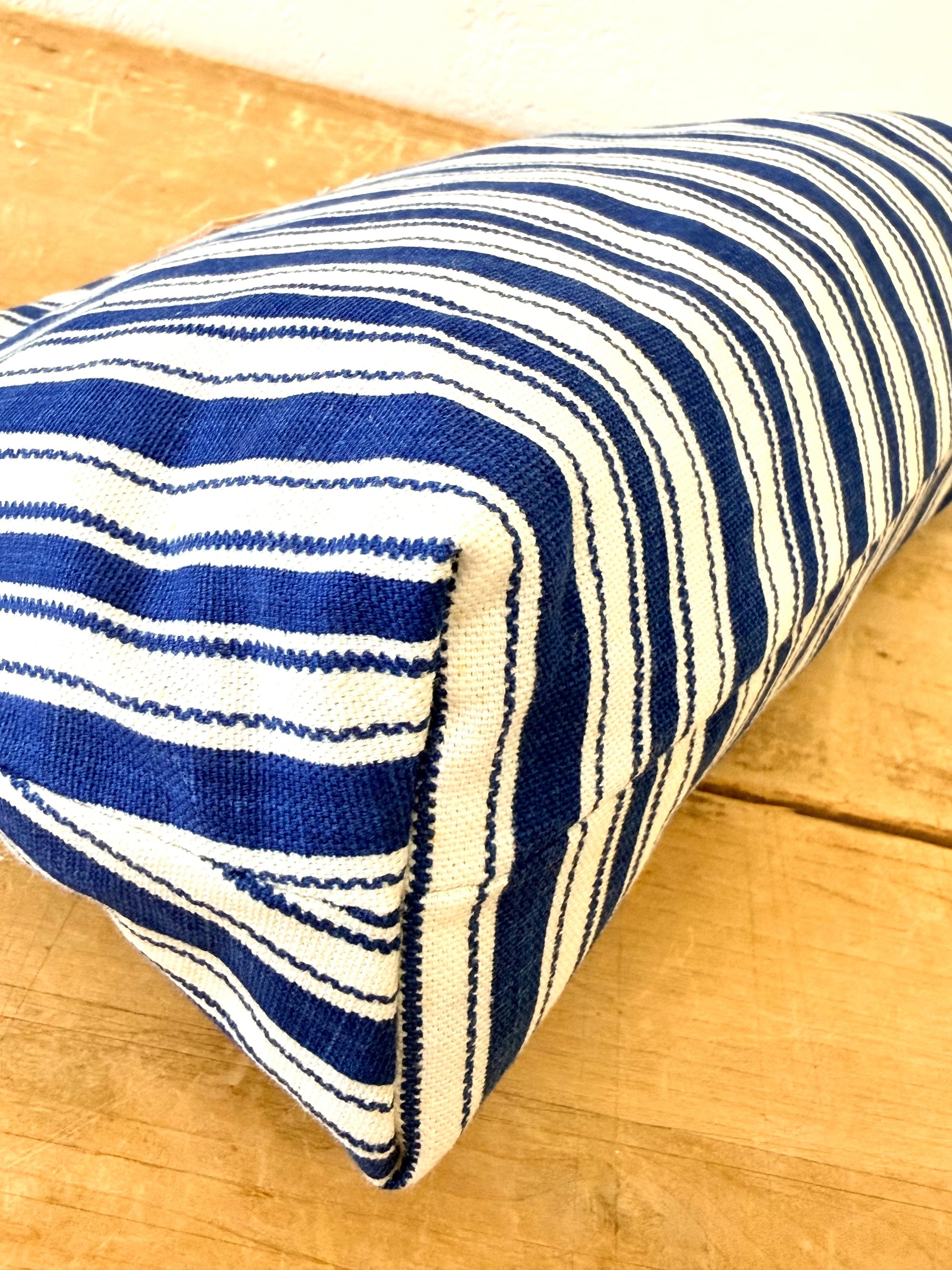 Vintage Navy Ticking Laura Pouch + Erin Flett inside