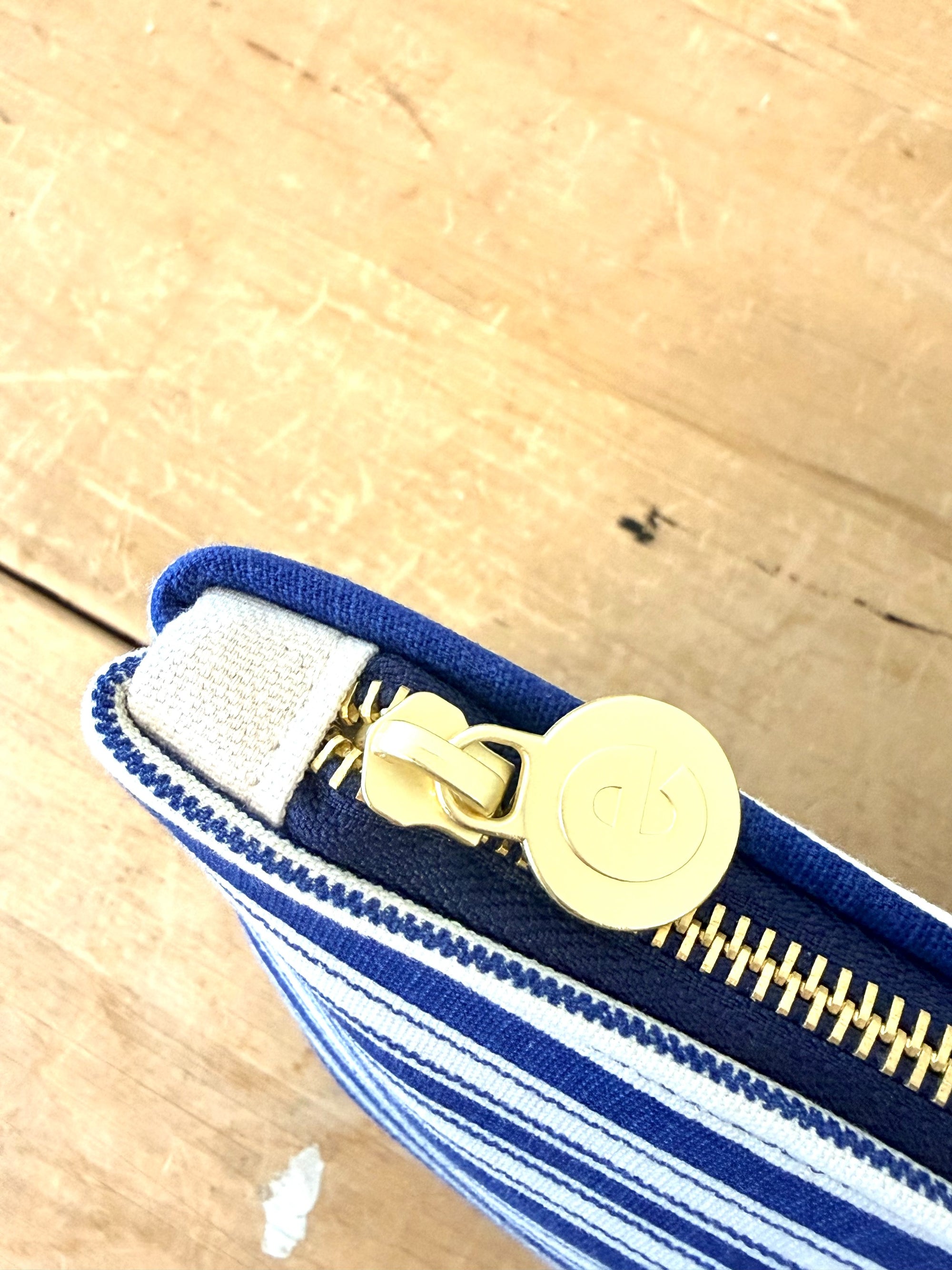 Clutch - Vintage Ticking Horizontal Stripe + Erin Flett Pattern Inside