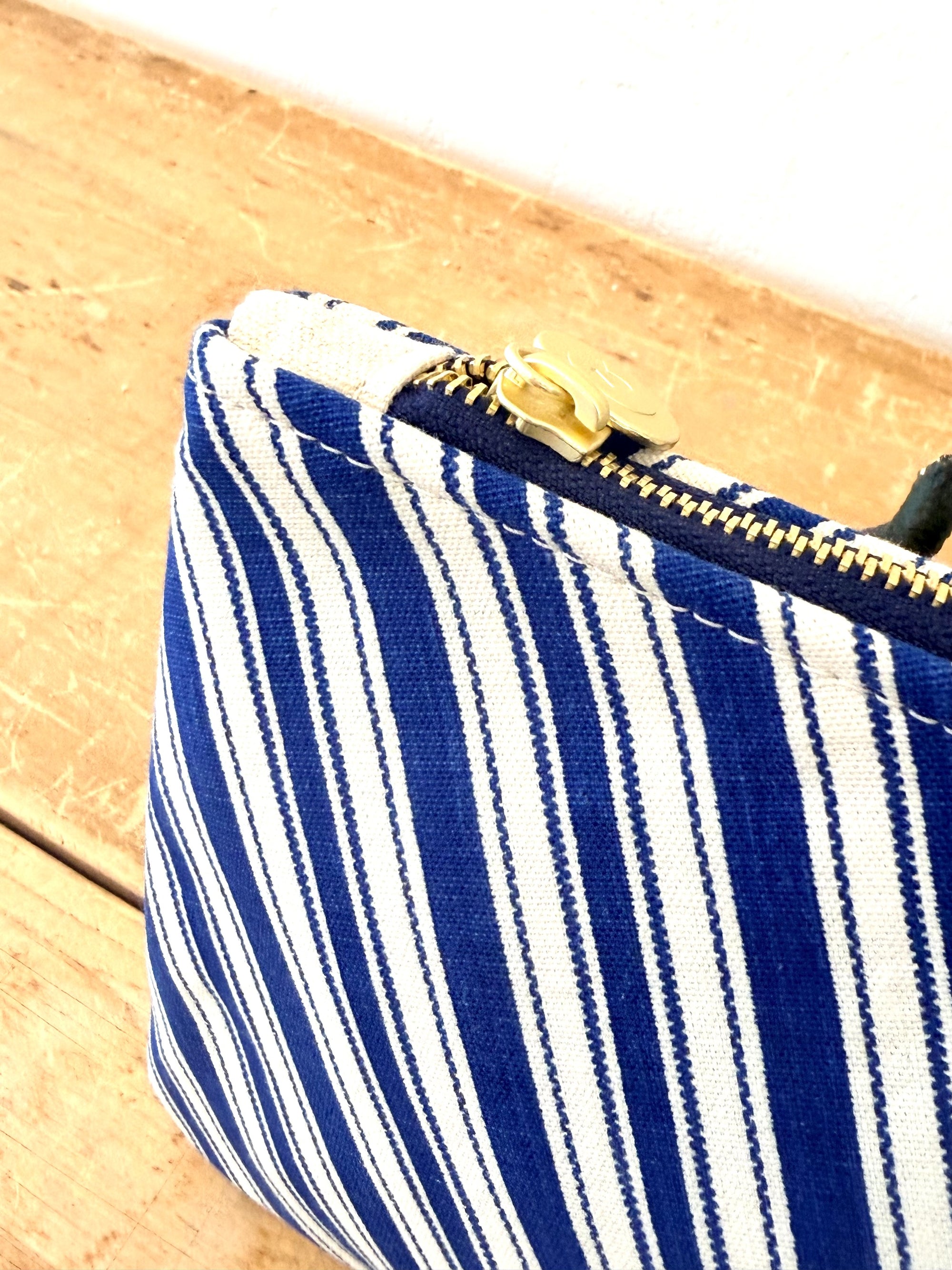 Clutch - Vintage Ticking Diagonal Stripe + Erin Flett Pattern Inside
