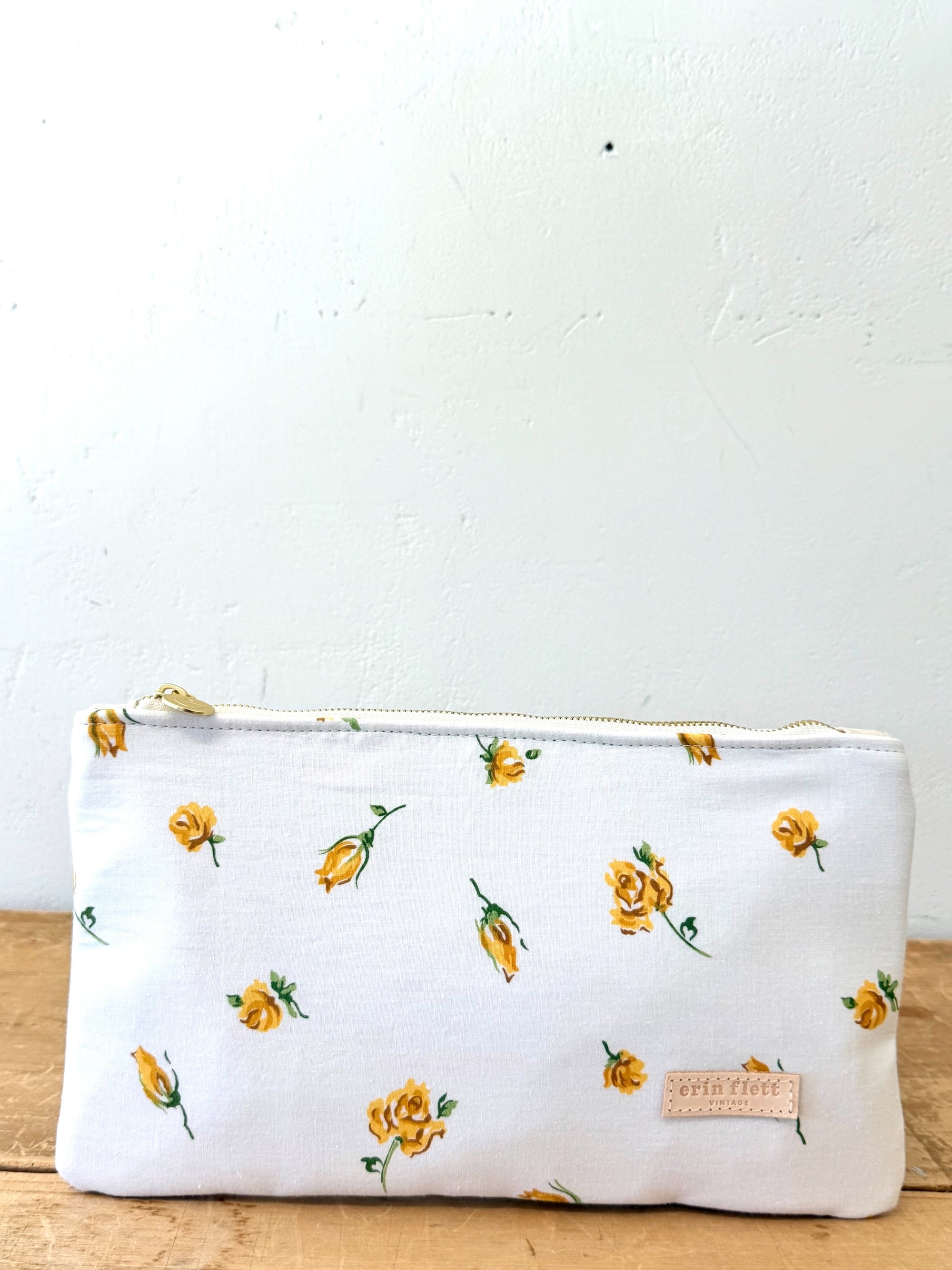 Clutch - Vintage Yellow Rose Floral - Erin Flett Pattern inside