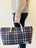 Vintage Satchel Bag - Large Pink + Charcoal Plaid