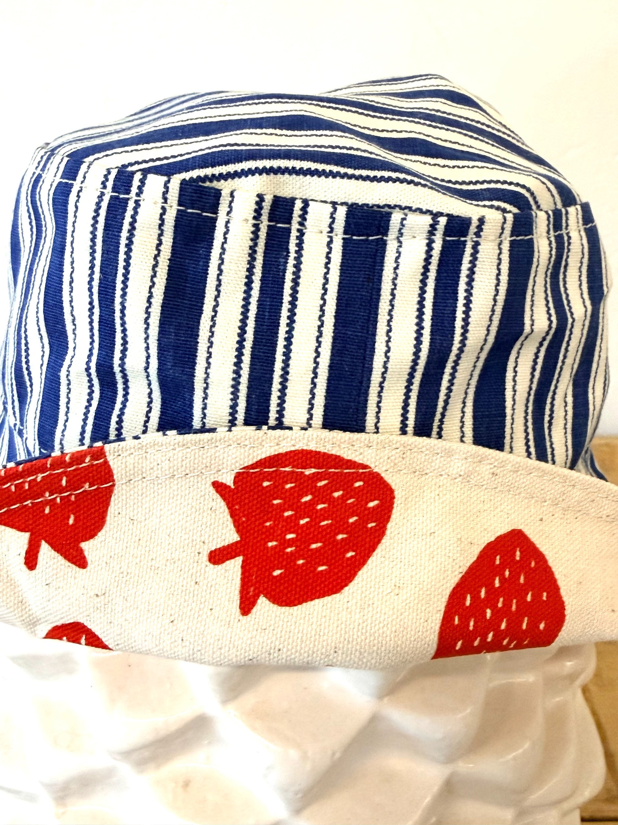 Small / Med Vintage Bucket hat - Vintage Navy Ticking