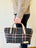 Vintage Satchel Bag - Small Pink + Charcoal Plaid